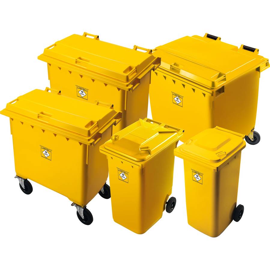 Klinikabfallbehälter und Krankenhaus-Mülltonnen 240–1100 Liter – Weber GmbH